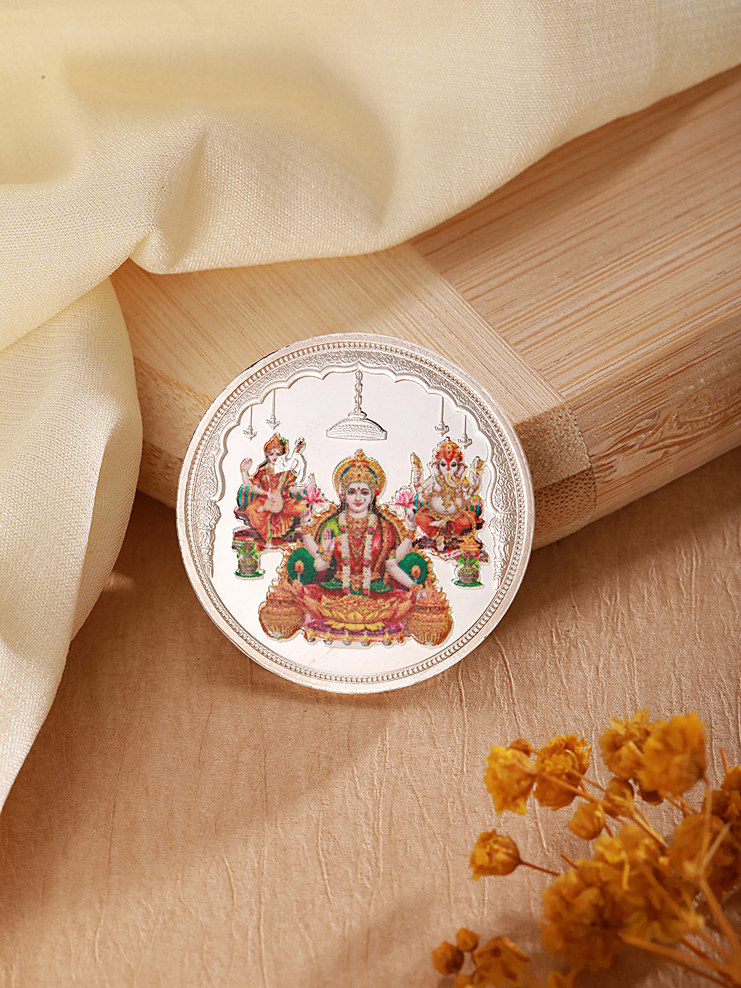 999 Silver Lord Ganesha & Goddess Lakshmi & Saraswatiji 10 gram  Silver Coin